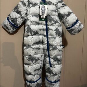 Infant Puffer Snowsuit with Blue Accents